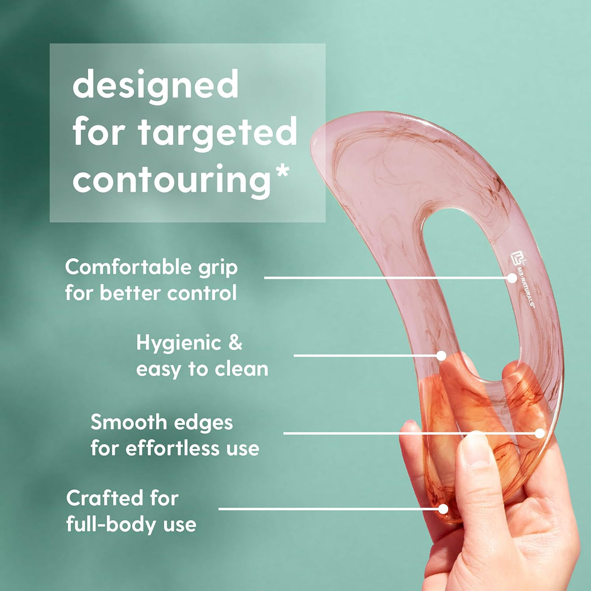 Body Gua Sha Tool for Lymphatic Drainage & Cellulite, Pink, Large by M3