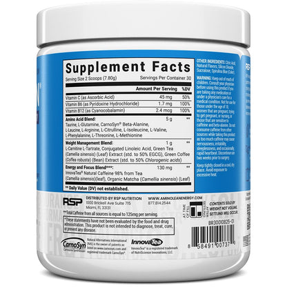 AminoLean Pre Workout Powder & Natural Amino Energy with Vegan BCAA + EAA | Jitter-Free Preworkout Energy from Green Tea + Amino Acids & Weight Management for Women & Men - Vegan, Zero Sugar, No Crash