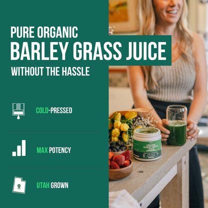 Organic Wheatgrass Juice Powder - Organic, Grown in Volcanic Soil of Utah - Raw BioActive Form, Cold-Pressed Then CO2 Dried, 20:1 Concentrate Juice Extract - Unflavored (5.3 oz – 60 Servings)