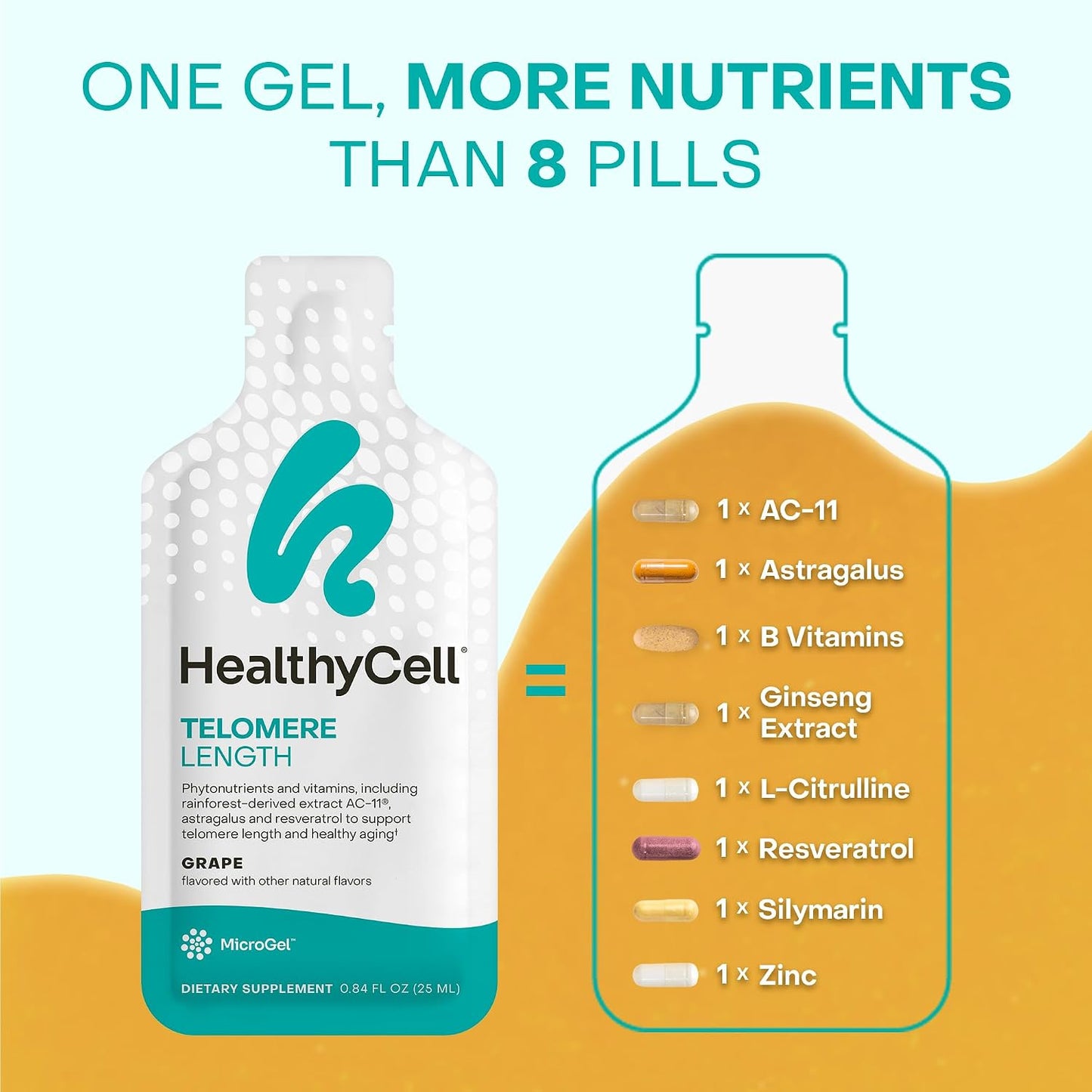 Healthycell Telomere Length + Focus & Recall Brain Supplement Bundle | Telomere Length Healthy Aging Supplement + Focus & Recall Brain Supplement for Memory, Focus & Concentration - Daily Duo
