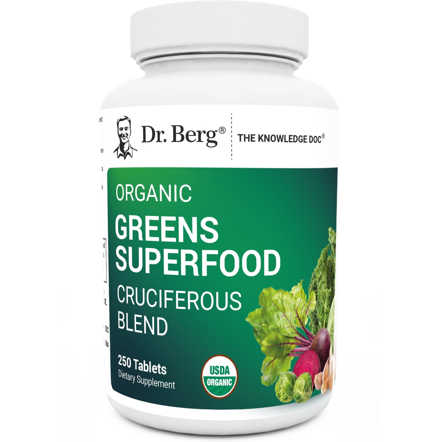 Dr. Berg's Greens Superfood Cruciferous Vegetable Tablets - Vegetable Supplements for Adults w/ 11 Phytonutrient Super Greens - Energy, Immune System & Liver Veggie Tablets - 90 Tablet