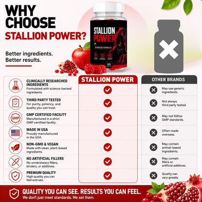 Stallion Power Gummies for Men, Male Support Supplement 1-Pack, 60 Gummies