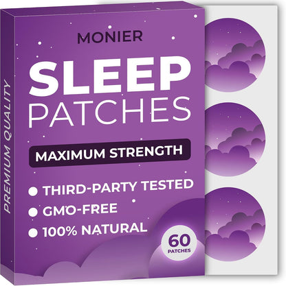 MONIER Sleep Patches for Adults Extra Strength | Easy-to-Apply Sleep Patch | With Melatonin & Valerian, Relax & Wake Up Refreshed, Long-Lasting Night Comfort For Men & Women, 60 Patches