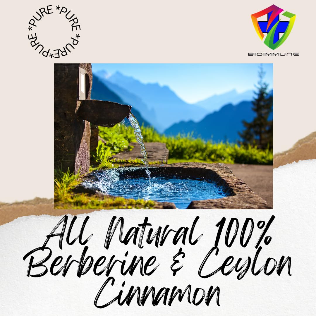 BioImmune Berberine Supplement Synergistically Enhanced Potency, Ceylon Cinnamon for Enhanced Absorption & Synergistic Effects for Healthy Levels