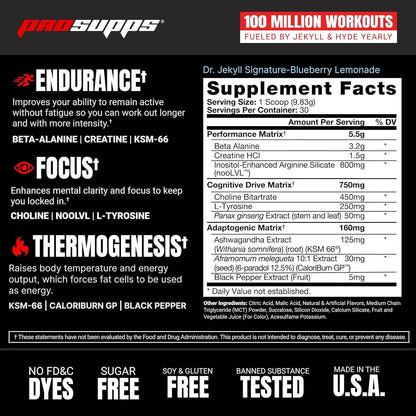 ProSupps L-Carnitine 3000 Stimulant Free Liquid Shots (31 Servings, Dragon Fruit) and Mr. Hyde Signature Series Pre-Workout Energy Powdered Drink (30 Servings, Blueberry Lemonade) Bundle