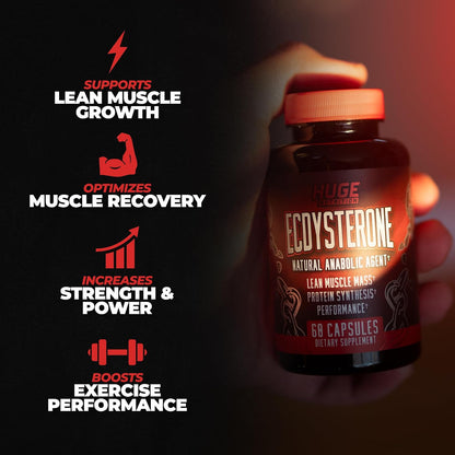 Huge Supplements Turkesterone & Ecdysterone Stack, Build Muscle & Strength, Enhanced Absorption Technology (60 Servings)