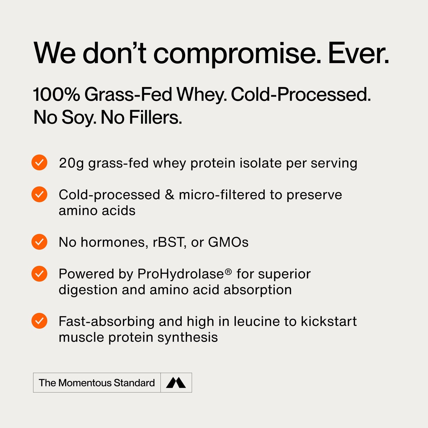 Momentous Essential Grass-Fed Whey Protein Powder - 20 g Whey Isolate Protein - NSF Certified for Sport - Gluten-Free - 25 Servings for Essential Everyday Use - Vanilla - Package May Vary