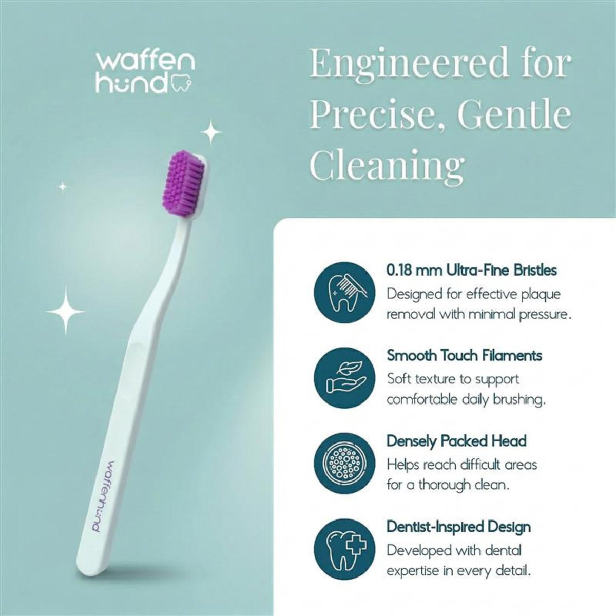 Toothbrush - Premium Soft Toothbrush with 0.18mm Ultra fine bristles. High Density Small Head Toothbrush for Daily Plaque Removal, Gentle Cleaning & Ergonomic Grip (Purple+Green)
