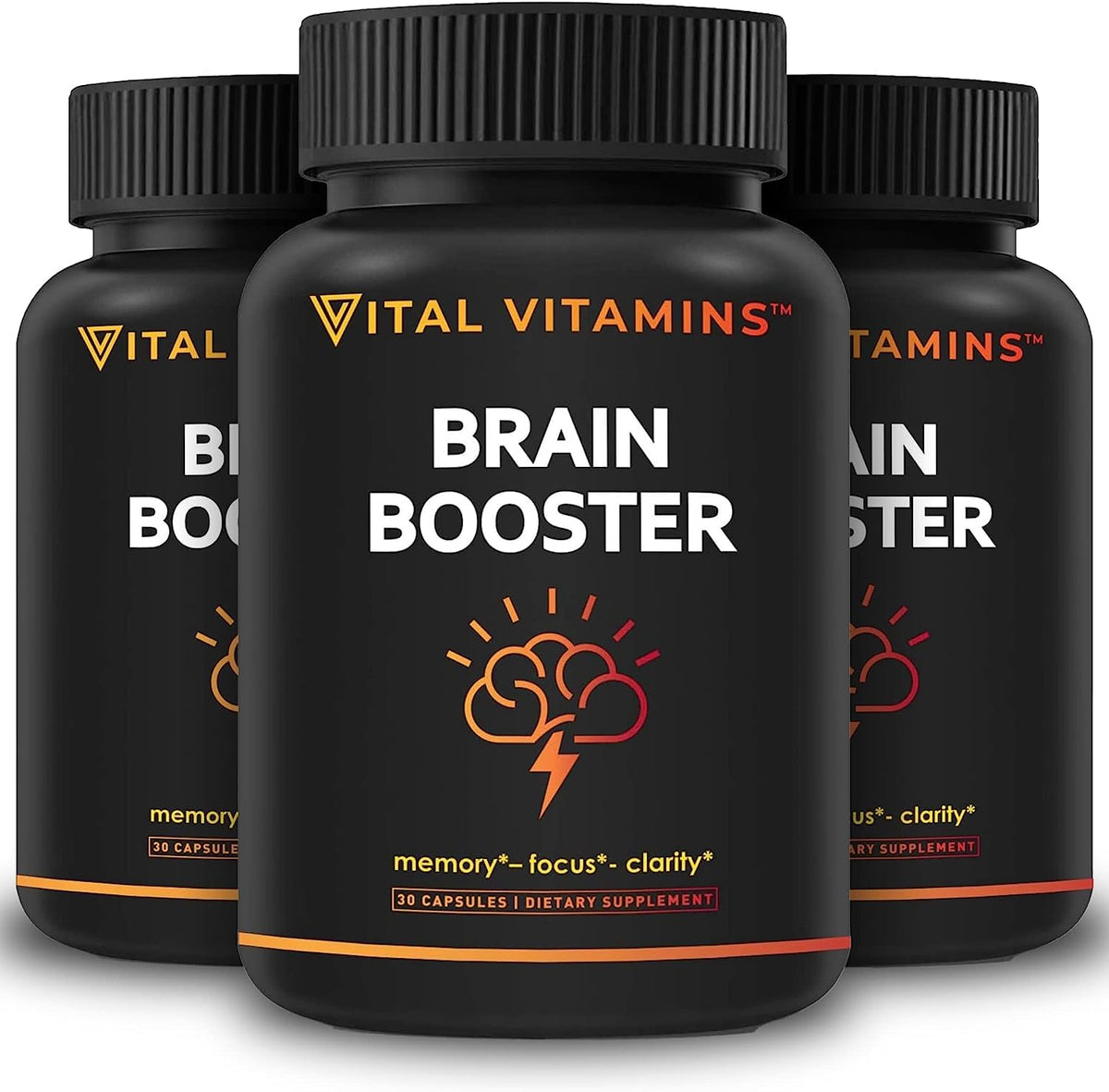 Vital Vitamins Brain Supplements for Memory and Focus (3 Pack) - Nootropic Brain Support 
