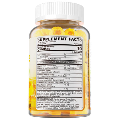 LILICARE Ginger Chews Gummies for Nausea & Digestive Support, Stomach Relief - Sugar Free with Turmeric & Odorless Garlic, Quercetin, Vitamin D3, C, Delicious Digestive Supplements, 60Cts (Pack of 1)