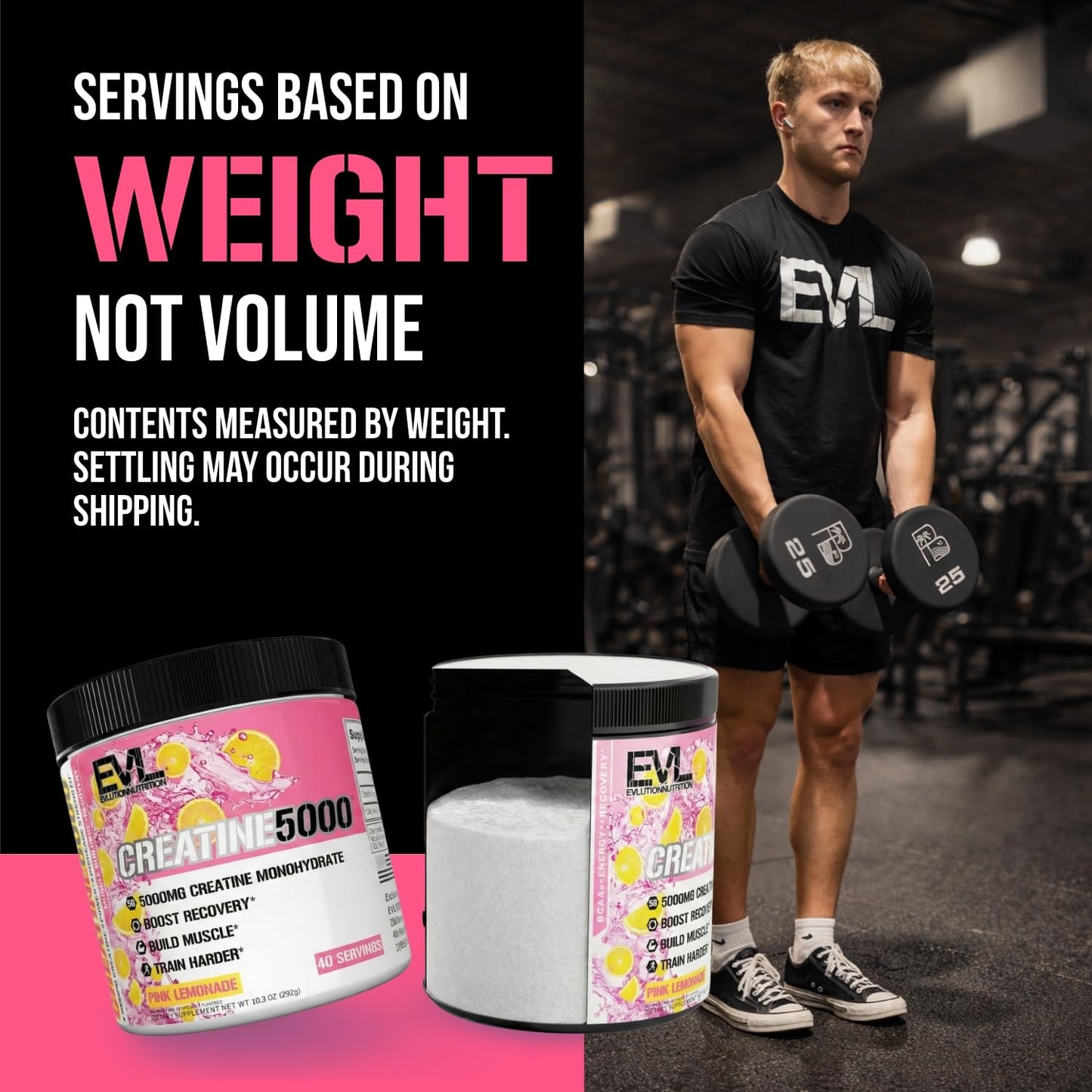Evlution Nutrition Creatine 5000 - Supports Faster Recovery Lean Muscle Growth & Performance - Pre & Post Workout Powder - 5000mg Pure Creatine Monohydrate Per Serving - 60 Servings - Unflavored