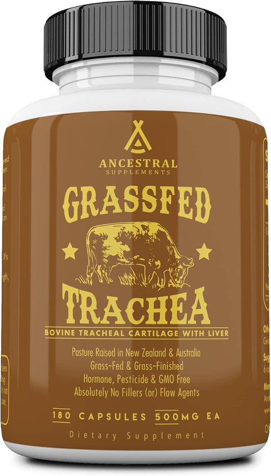 Ancestral Supplements Grass Fed Beef Tracheal Cartilage with Liver, 180 Ct | Cartilage plus liver support supplement promotes immune health, joint support and the body's natural healing.