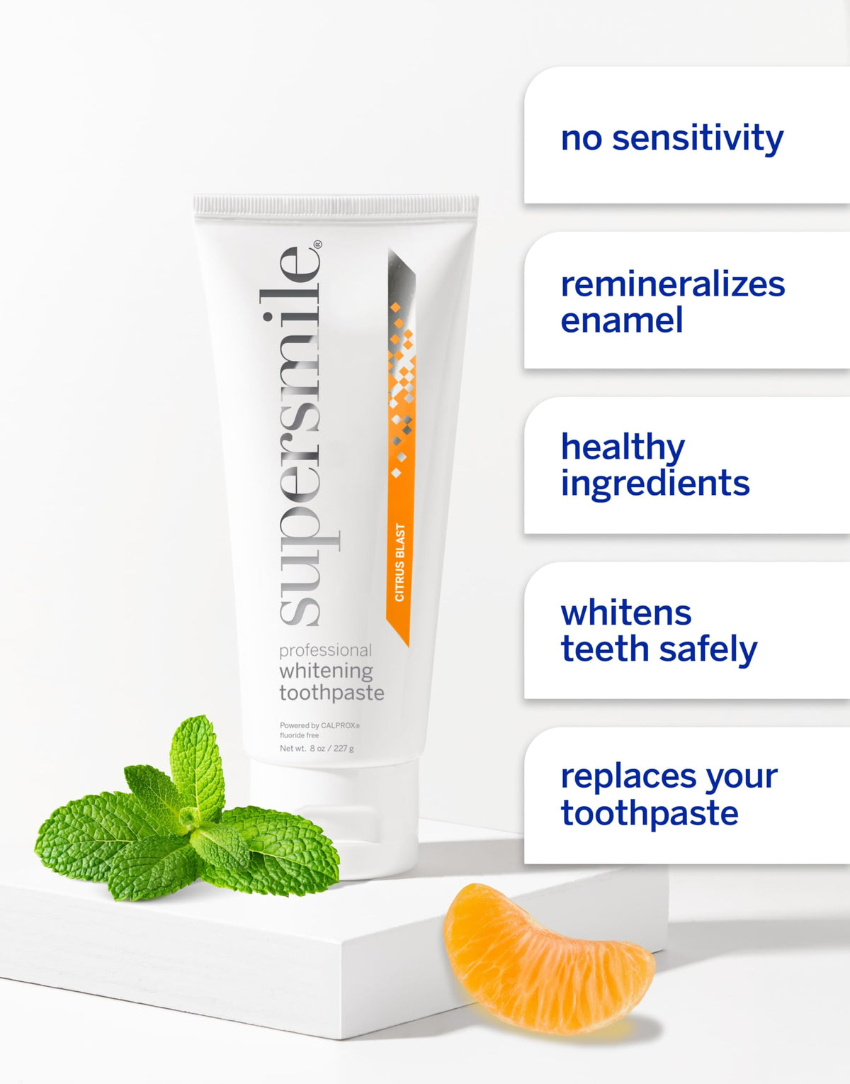 Supersmile Original Mint Whitening Toothpaste, 8 Oz, Whitens 6 Shades