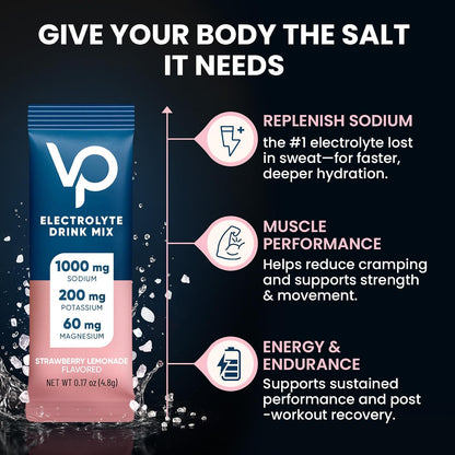 Venture Pal High Sodium Sugar Free Electrolytes Powder Packets, 16 Count | Hydration Packets with Sodium, Magnesium & Potassium, Vitamins, Zero Calories, Vegan, Keto & Paleo Friendly