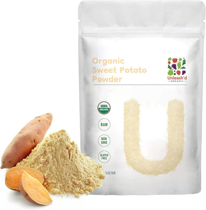 Unleash’d Organic Organic Sweet Potato Powder 16oz – 100% Pure Superfood, Rich in Antioxidants & Vitamins, Supports Immunity & Digestive Health