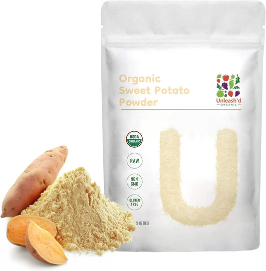 Unleash’d Organic Organic Sweet Potato Powder 16oz – 100% Pure Superfood, Rich in Antioxidants & Vitamins, Supports Immunity & Digestive Health
