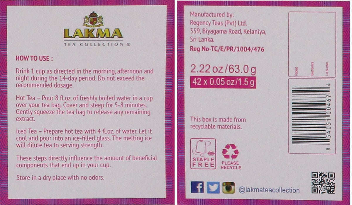 Lakma 14 Day Weight Loss Kit Green Tea - 42 Tea Bags