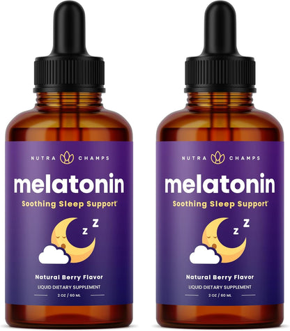 NutraChamps Liquid Melatonin Drops, 480 Servings, Sugar Free Kids Melatonin Liquid Sleep Aid Supplement, Vegan & Non-GMO, Natural Berry Flavor, Melatonin 1 mg Drops
