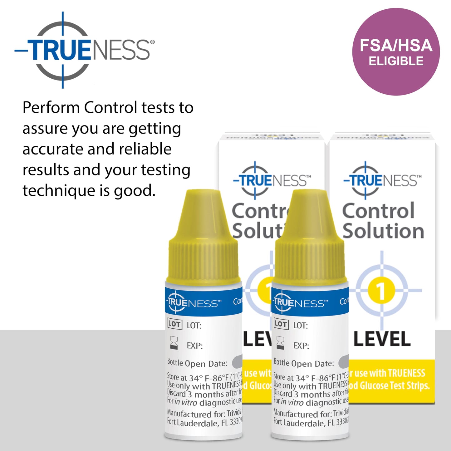 TRUENESS Level 1 Control Solution | Solution for Use with TRUENESS Blood Glucose Test Strips and Meter, Use to Confirm Glucose Testing System Works Correctly