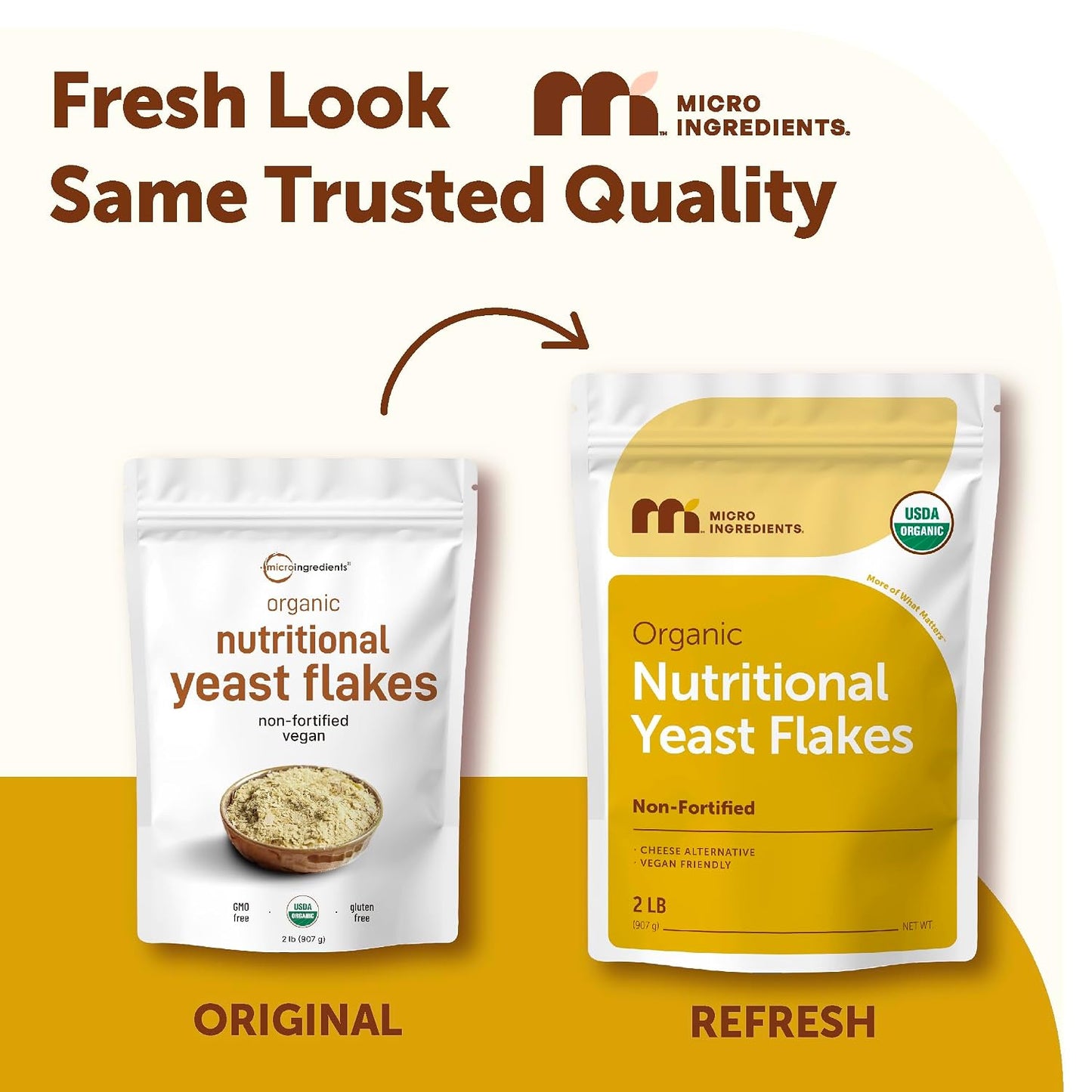 Micro Ingredients Organic Non-Fortified Nutritional Yeast Flakes, 2 Pounds | Vegan Protein, B Vitamins & Beta-glucans | Keto Friendly, Dairy Free Cheese Substitute, Non-GMO, Gluten Free