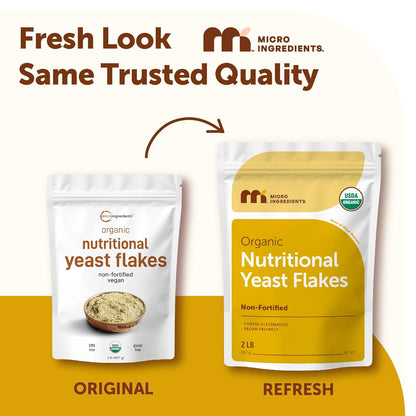 Micro Ingredients Organic Non-Fortified Nutritional Yeast Flakes, 2 Pounds | Vegan Protein, B Vitamins & Beta-glucans | Keto Friendly, Dairy Free Cheese Substitute, Non-GMO, Gluten Free