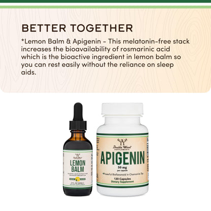Double Wood Supplements Organic Lemon Balm Tincture - for Digestion & Relaxation 590mg - 2FL OZ, 120 Servings (Better Absorbed Than Capsules, Great for Lemon Balm Tea)
