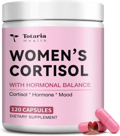 Totaria Women's Cortisol with Hormonal Balance | Stress Relief - Ashwagandha, L-Theanine, Magnesium, Myo-Inositol, Mood, Focus & Sleep Support, PMS* 120 Ct.