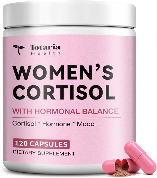 Totaria Women's Cortisol with Hormonal Balance | Stress Relief - Ashwagandha, L-Theanine, Magnesium, Myo-Inositol, Mood, Focus & Sleep Support, PMS* 120 Ct.