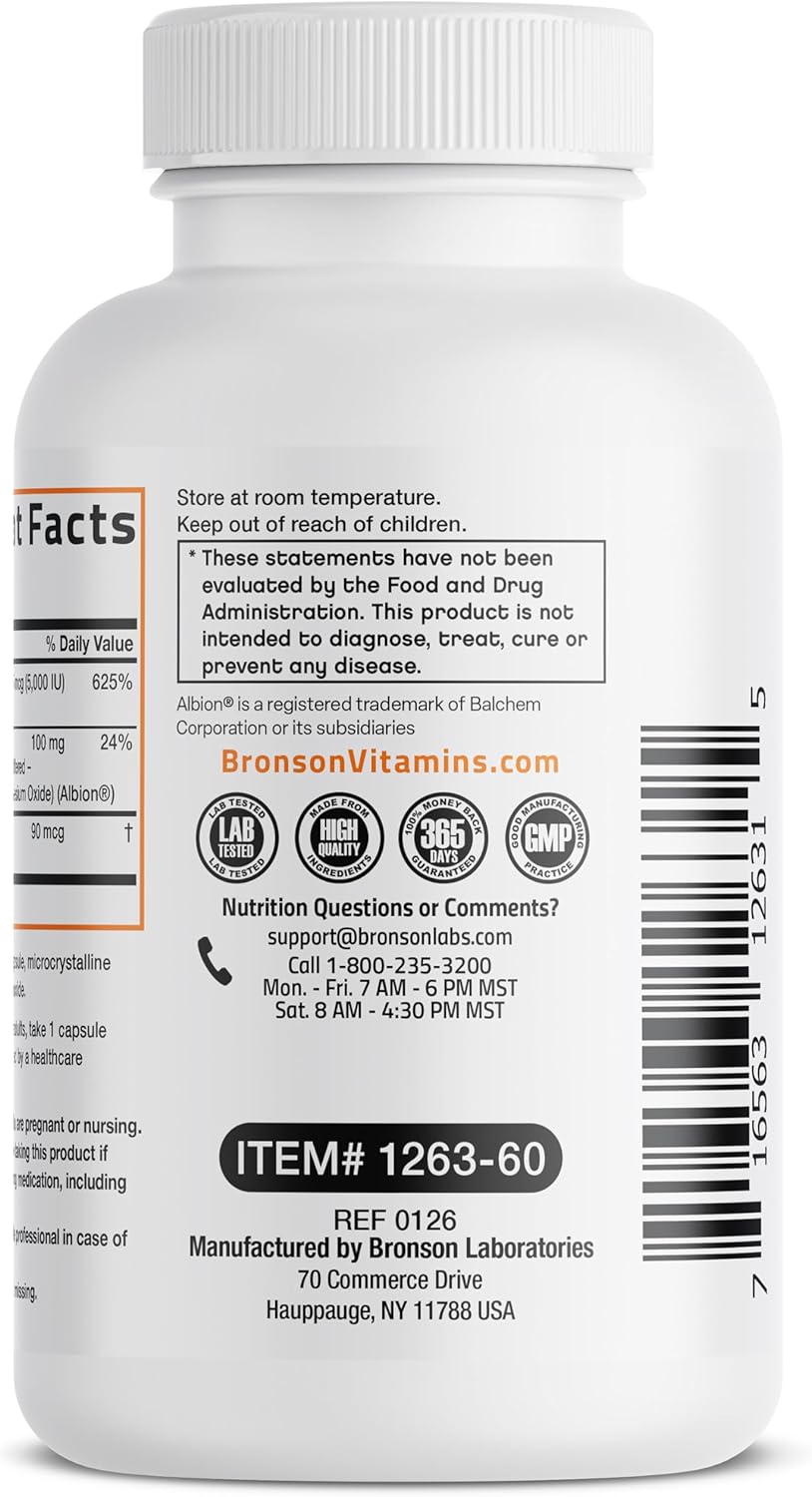 Bronson Vitamin K2+D3 Magnesium Glycinate Supplement, 60 Capsules | 3-in-1 Bone & Heart Health Support Formula, Non-GMO, Gluten Free, Soy Free
