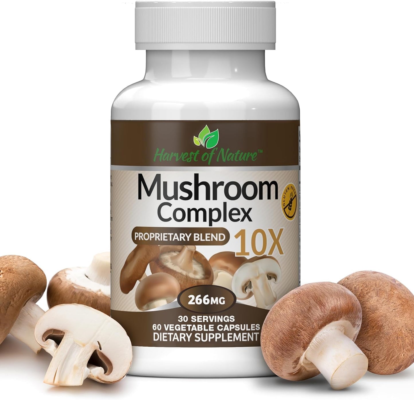 Mushroom Complex Supplement, 60 Capsules | Lion's Mane, Reishi, Turkey Tail, Shiitake, Brain Health & Memory Support For Adults