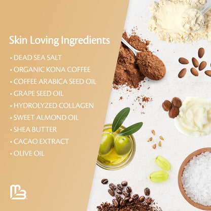 Himalayan Salt Scrub Face Foot & Body Exfoliator Infused with Collagen and Stem Cell Natural Exfoliating Salt Body Scrub for Toning Cellulite Skin Care by M3 Naturals