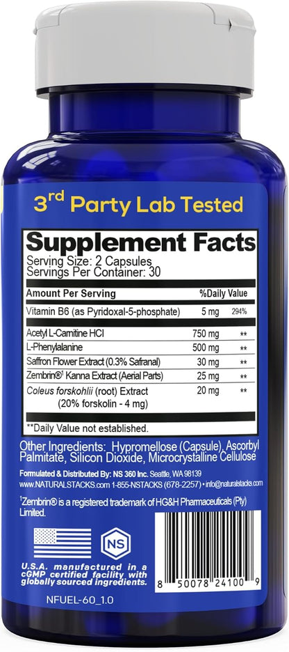 NeuroFuel Kanna Nootropic With Zembrin For Memory And Focus, 60 Capsules | Sceletium Tortuosum extract supports mental clarity and cognitive performance. Ideal for work, study, and busy days.