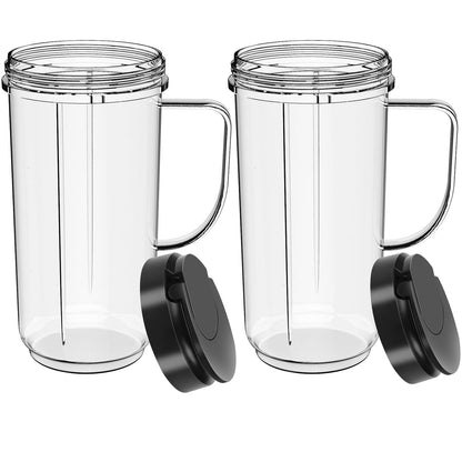 2 Pack Magic Bullet Blender Cups Tall 22oz Cup with Flip Top To-Go Lid Replacement Part 