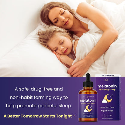 NutraChamps Liquid Melatonin Drops, 480 Servings, Sugar Free Kids Melatonin Liquid Sleep Aid Supplement, Vegan & Non-GMO, Natural Berry Flavor, Melatonin 1 mg Drops