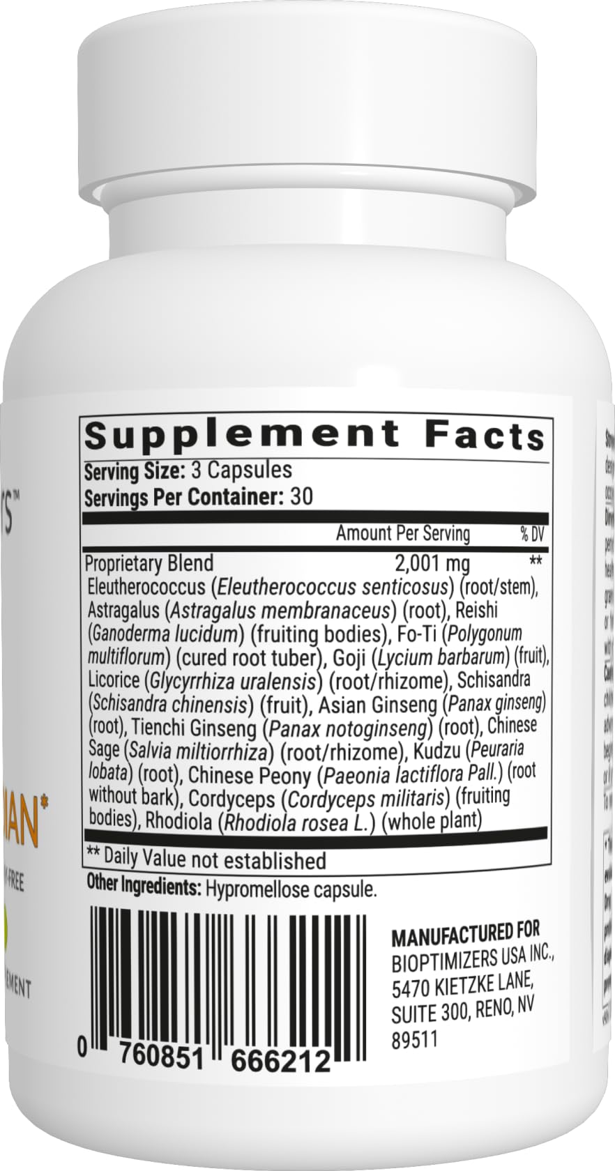 BIOptimizers Stress Guardian – Stress Relief Capsule – Rest Support Management - 90 Capsules