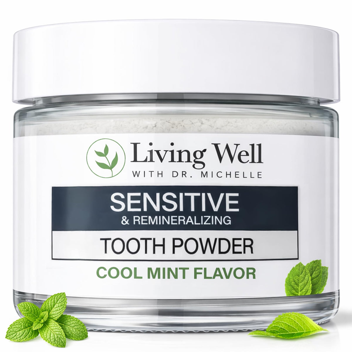 Living Well Dr. Michelle Remineralizing & Whitening Tooth Powder, Cool Mint