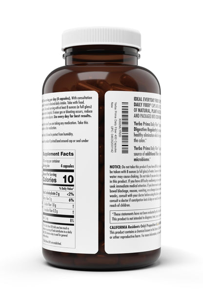 Yerba Prima Daily Fiber Caps Formula, 400 Capsules - Both Soluble and Insoluble - with Psyllium Seed Husks, Acacia Gum, Apple Fiber and More - Dietary Supplement