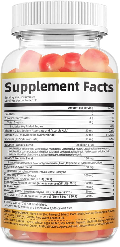 Migcopat Premium Feminine Balance Gummies, Women’s Health Probiotics - 100 Billion CFU Probiotics - Immune Support, Gut Health, Hormone Balance, PH Balance Vitality, Pineapple Flavor, 60 Count