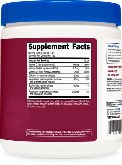 Nutricost Electrolyte Complex Powder (120 Servings, Fruit Punch) | Hydration Supplement Drink Mix with Vitamins and Minerals