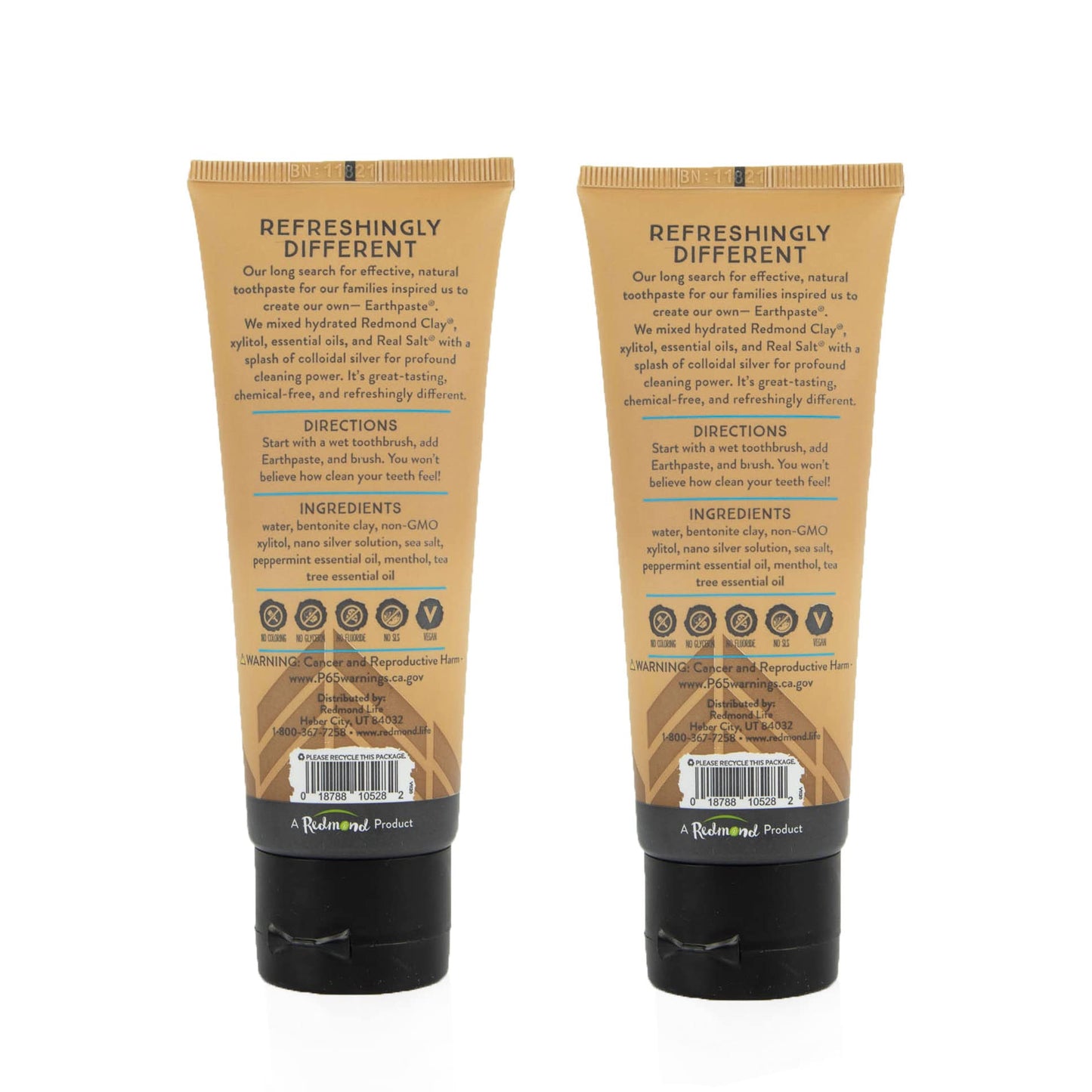 Redmond Earthpaste with Silver - Natural Non-Fluoride Toothpaste, 4 Ounce Tube (Peppermint)
