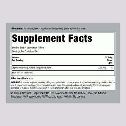 Piping Rock Chlorella | 1000mg | 120 Tablets | Organic Blue-Green Algae | Non-GMO, Gluten Free Supplement