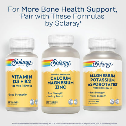 SOLARAY Calcium Magnesium Zinc Supplement - with Calcium 1000mg, Magnesium 500mg - Bone Health, Muscle Function, Heart Health and Immune Support - Vegan, 60 Day Guarantee, 68 Servings, 275 VegCaps