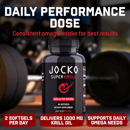 Jocko Fuel Antarctic Krill Oil Omega 3 Fatty Acid Supplements DHA & EPA - 1000mg Softgels - Supports Joints, Mobility & Mental Function (60 Softgels)