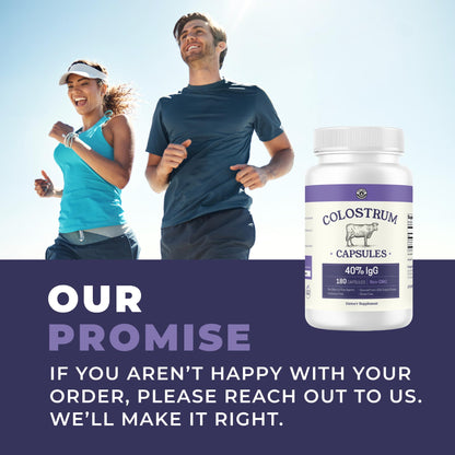 180ct Colostrum Capsules 40% IgG - USA Sourced Bovine Colostrum Powder