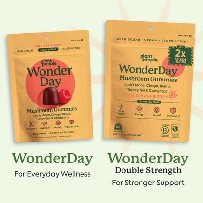 Plant People WonderDay Mushroom Gummies for Energy, Raspberry, 60ct