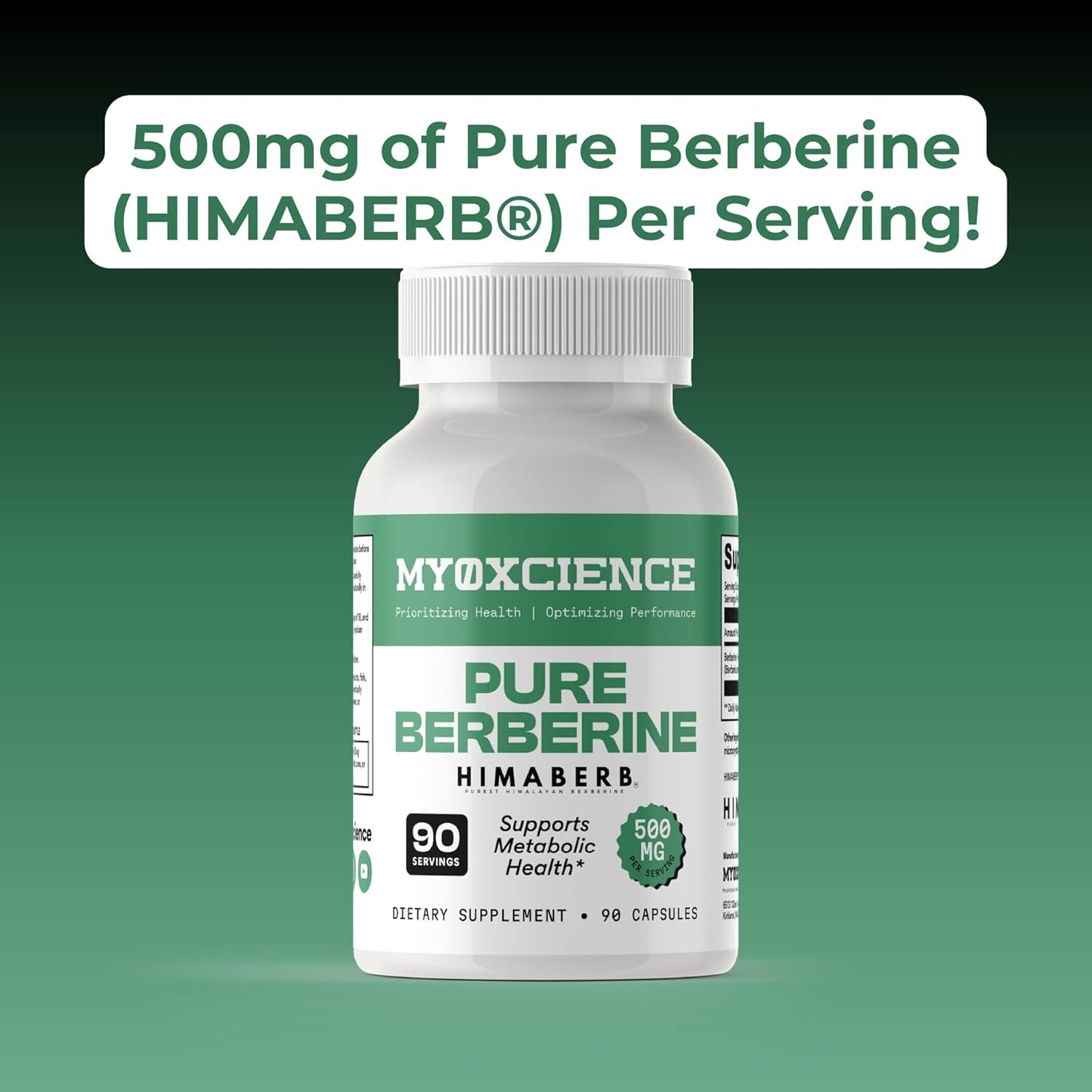 MYOXCIENCE Pure Berberine Himaberb | 500 mg of Berberine HCl per Serving | 90 Servings