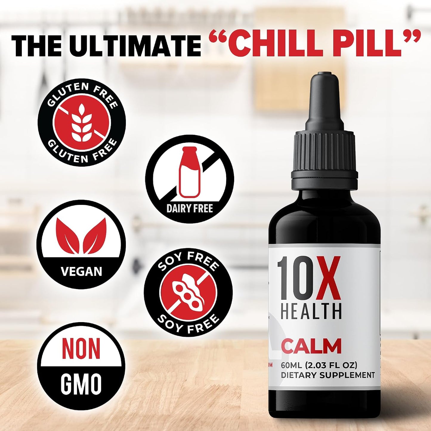 10X Health Calm Drops - 100mg, 2.03 Fl Oz | Gaba Supplements: 100mg L-Theanine, Calm & Stress Support, Natural Flavor, 2.03 Fl Oz
