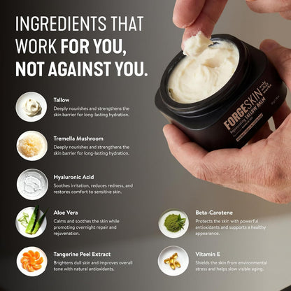Forge Skin Face Moisturizer for Men Wrinkle Defense Beef Tallow Balm, 1.7oz | 100% grass-fed beef tallow, essential oils, paraben-free, no synthetic fragrance, minimizes look of fine lines, men 35+