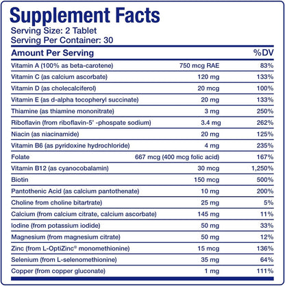 Iron Free Multivitamin for Women 50 and Over - Gentle Easy to Digest Over 50 Multivitamin for Men & Women with 30 Nutrients for Comprehensive Wellness & Immune Support - Made in The US - 30 Servings