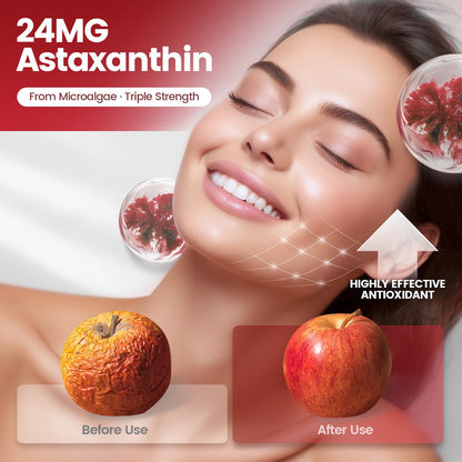 10 in 1 Astaxanthin 12mg Supplements, 4 Month Supply, Astaxantina Antioxidant from Fresh Haematococcus Pluvialis, Contains Lycopene, Grape Seed, Vitamin E, & More Supports Eye, Joints, Skin Health